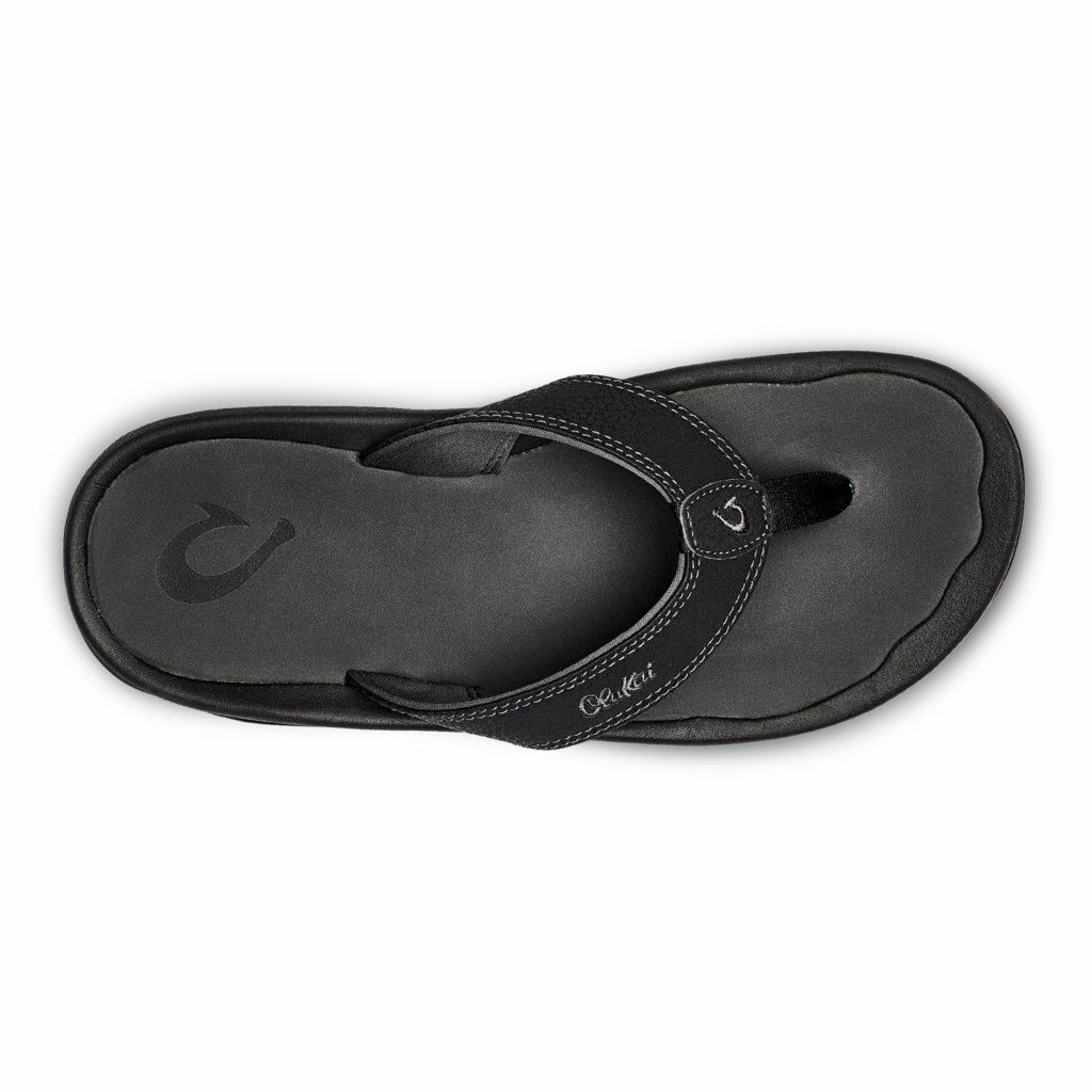 Olukai Men's Ohana Flip Flop - Black / Dark Shadow US427-061